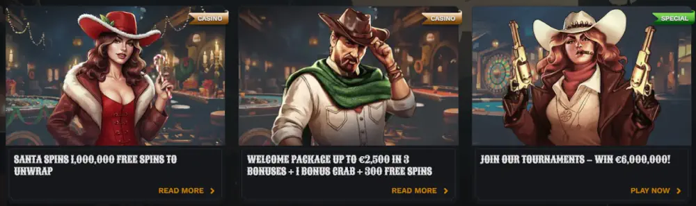 Pack de bonus de bienvenue Wildsino et offres promotionnelles Santa Spins